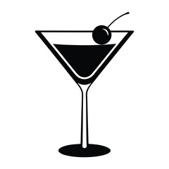 martini glass with cherry vector art