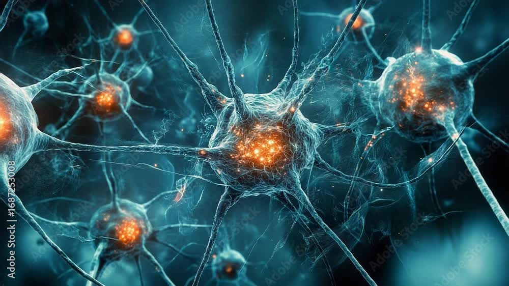 Poster neurons firing and transmitting signals in the nervous system