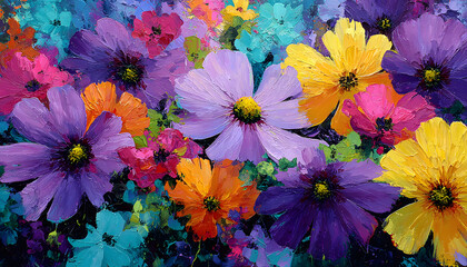 floral fantasy a vibrant tapestry of abstract flower bursts with color invitin a sense of joy and imagintion featuring vivid hues nd organic shapes