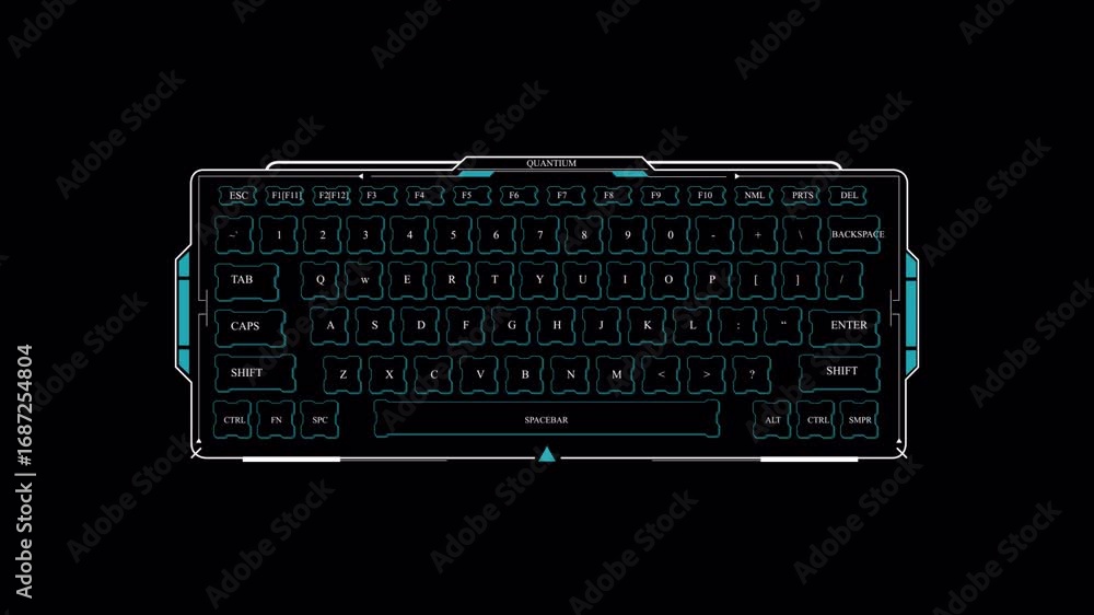 Aufkleber futuristic keyboard: cyan digital keypad interface