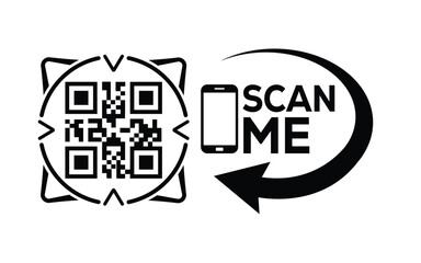 QR code scan icon set. Scan me frame. QR code scan for smartphone. QR code for mobile app, payment and identification. Vector illustration.