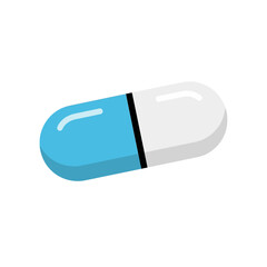 Blue and White Capsule Medicine Illustration