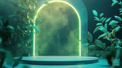 Abstract glowing archway display