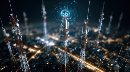 5g towers city night network