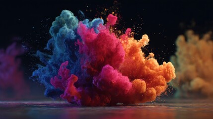 vibrant colorful ink explosion art
