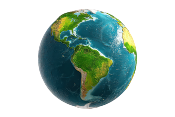 Detailed 3D Render of Earth Globe with Green Continents and Blue Oceans