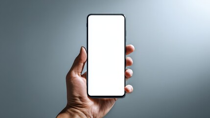Hand Holding Smartphone with Blank Screen for Mockup or Advertisements