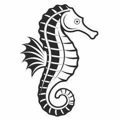 Obraz premium Stylized seahorse illustration with distinct black and white stripes and curled tail design element