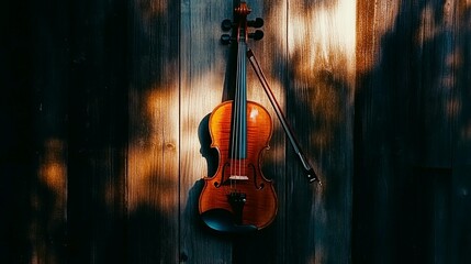 Violin on Wood: Sunlit Strings