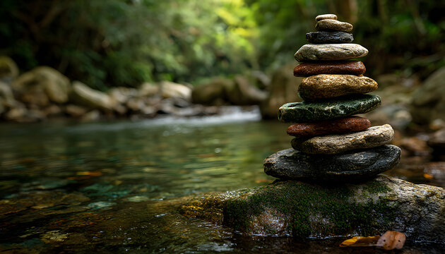 stacked stones carefully balance atop large rock in iver embodying zen and traquility