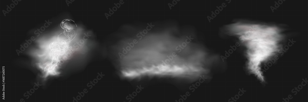 Aufkleber realistic white smoke or mist effect with soft, swirling patterns on a transparent background. perfe