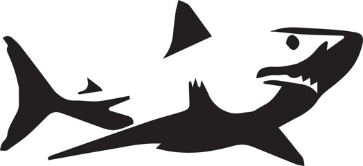 Black shark swimming white ocean