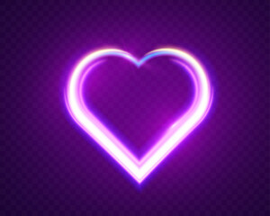 Glowing neon heart with vibrant pink and blue lights on background. Perfect for romantic, modern, or decorative design.