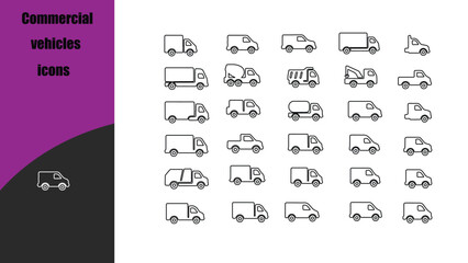Commercial vehicles  icons set