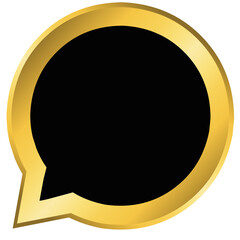 Golden chat bubble icon, Gold message speech balloon, Luxury metallic chat frame