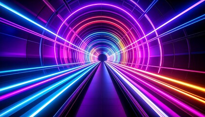 Neon tunnel of vibrant colors