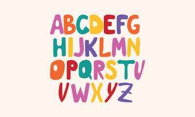Playful Multicolor Hand-Drawn Font — Fun Uppercase Alphabet for Kids’ Designs, Educational Posters, Craft Projects, Creative Branding, Birthday Cards, Stickers, and Bright, Cheerful Typography