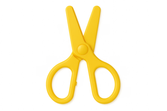 Yellow scissors isolated on transparent background: 3d render