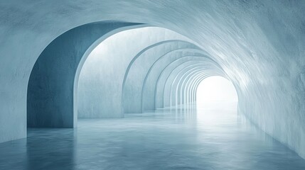 Empty light blue tunnel