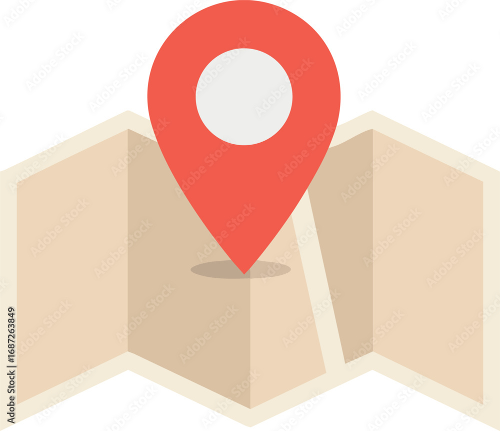 Poster map with location pin icon simple design for navigation and travel direction concept vector illustra