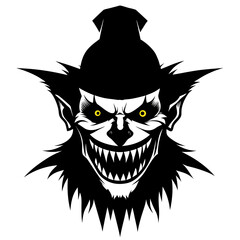 Evil Witch Face Silhouette – Creepy Halloween Horror Vector