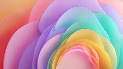 Abstract layered shapes in pastel colors