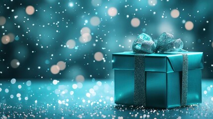 Teal gift box decorated