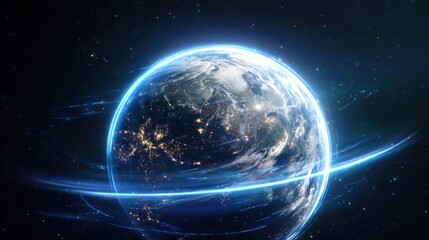 Obraz premium glowing earth digital art space