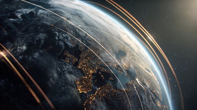 global network earth night lights - Powered by Adobe