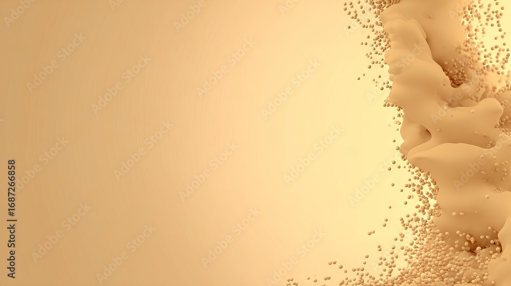 Aufkleber abstract illustration featuring flowing organic shapes and scattered particles on a soft beige backg