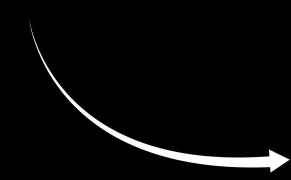 business down graph arrow financial chart investment market concept black background .Animated of down business graph icon .business or finance concept icon