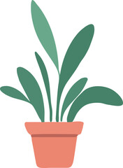 Illustration of Potted Plant with Green Leaves