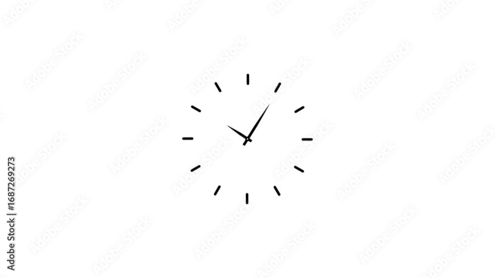 Poster 12 hours clock icon animation. 24 hours time lapse animation icon . 12 hours clock run, moving time 
