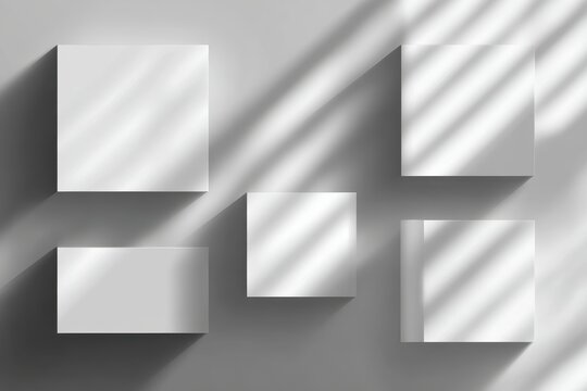 shadow overlay effects of realistic Square and rectangle box shadow isolated on transparent background, realistic box shadow elements mockup for design