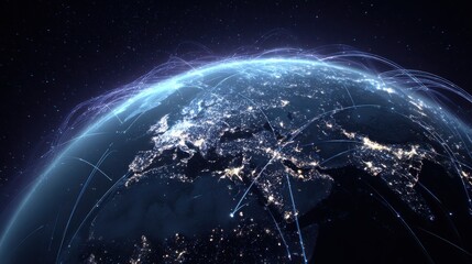 global network connections earth night