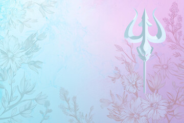 
Clean pastel background with abstract Durga trident, minimal oft floral patterns and ample whitespace for content.

