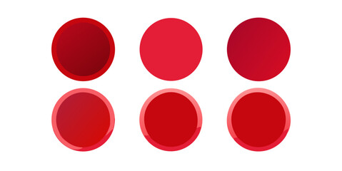 Red circle collection with different shades and gradients for graphic design and artistic presentations