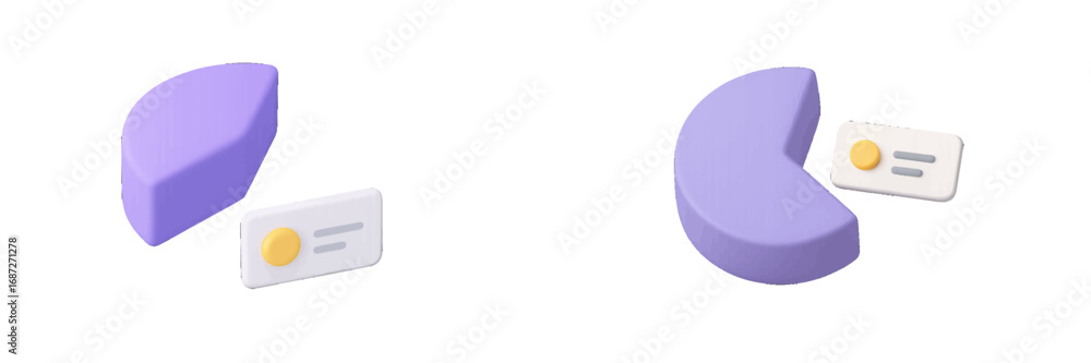 Aufkleber 3d pie chart icons for data visualization and business analytics presentation graphics isolated on a