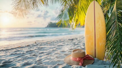 Beach surfboard hat tropical