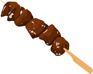 Illustration of Yakitori Grilled Meat on Skewer

 
