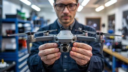 He attaches the drones motors to the frame