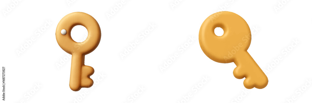 Poster set of 3d golden key icons representing concepts of security, access, privacy, and solutions isolate