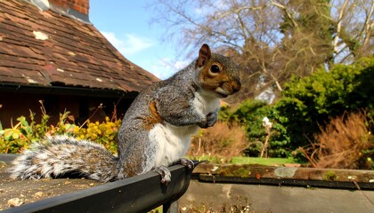 Squirrel Posing on Garden Fence
