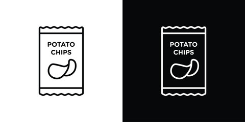 Potato chips icon design elements pack. Vector symbols for UI Designs