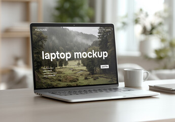 Living room laptop screen design mockup