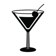 martini glass with cherry vector art