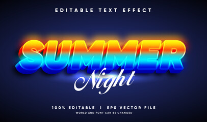 summer night vector text effect with modern style