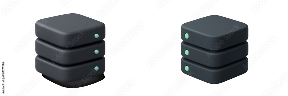 Poster modern 3d database server icon representing data storage, web hosting, and network technology isolat