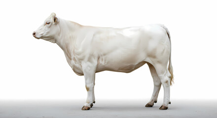 Majestic White Charolais Cow: A Stunning Farm Animal Photograph