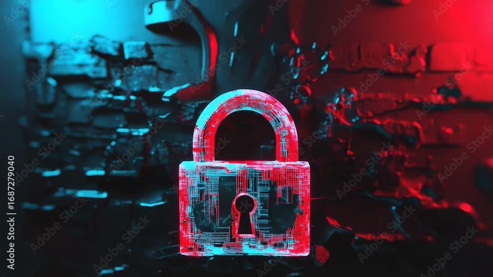 Poster digital padlock protecting data security in cyberspace